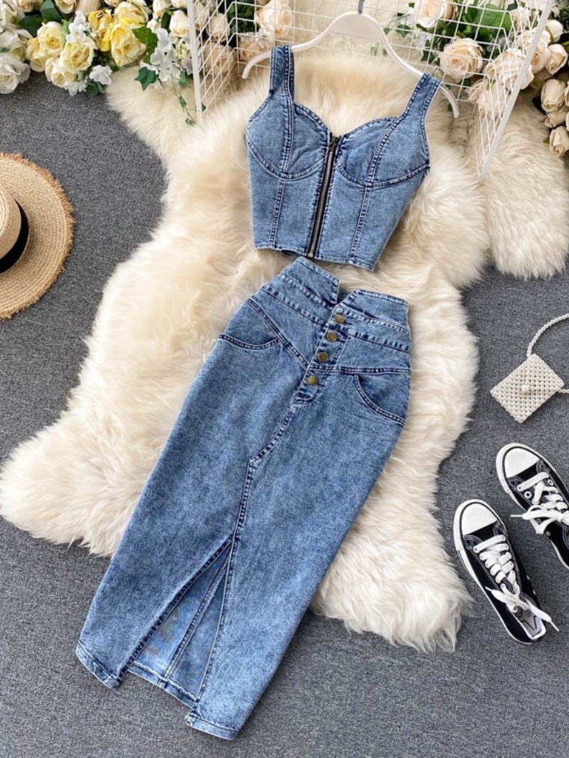 Fashion Denim 2 Piece Sets Wom - Summer Clothing For Older Women avaliação e preço