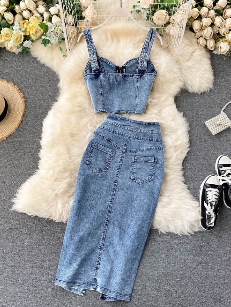 Fashion Denim 2 Piece Sets Wom - Summer Clothing For Older Women avaliação e preço