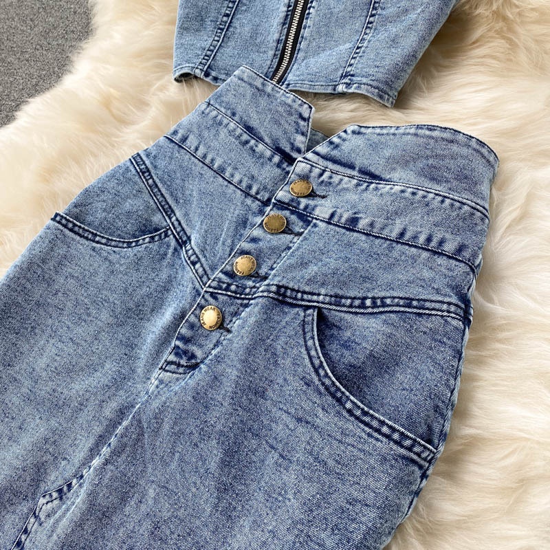 Fashion Denim 2 Piece Sets Wom - Summer Clothing For Older Women avaliação e preço
