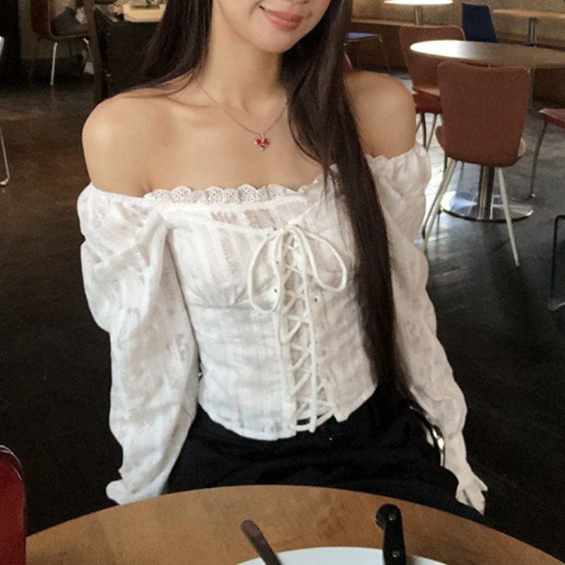 Deeptown White Lace Up Cropped - Summer Clothing Aesthetic avaliação e preço