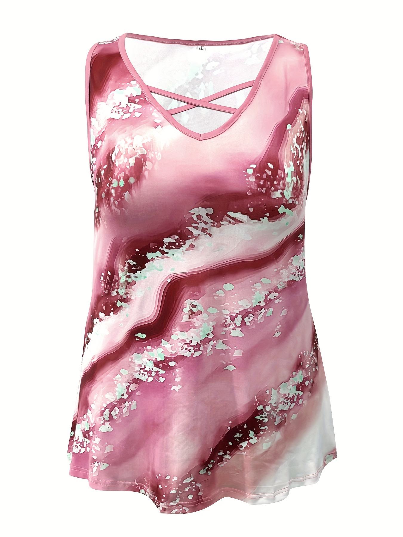 Plus Size Marble Print Tank To - Summer Clothing Styles For Women avaliação e preço