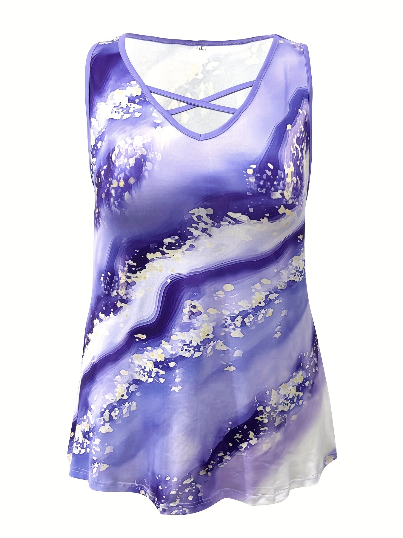 Plus Size Marble Print Tank To - Summer Clothing Styles For Women avaliação e preço