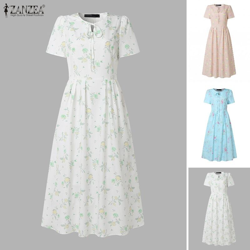 ZANZEA Summer Beach Sundress B - Sundress Midi Floral avaliação e preço