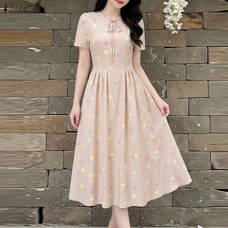 ZANZEA Summer Beach Sundress B - Sundress Midi Floral avaliação e preço