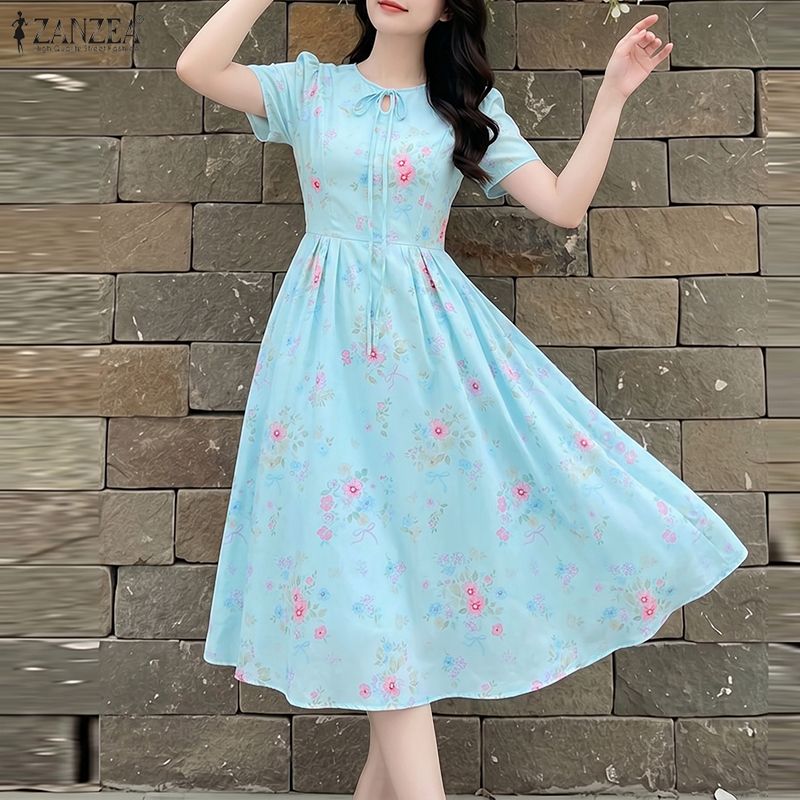 ZANZEA Summer Beach Sundress B - Sundress Midi Floral avaliação e preço
