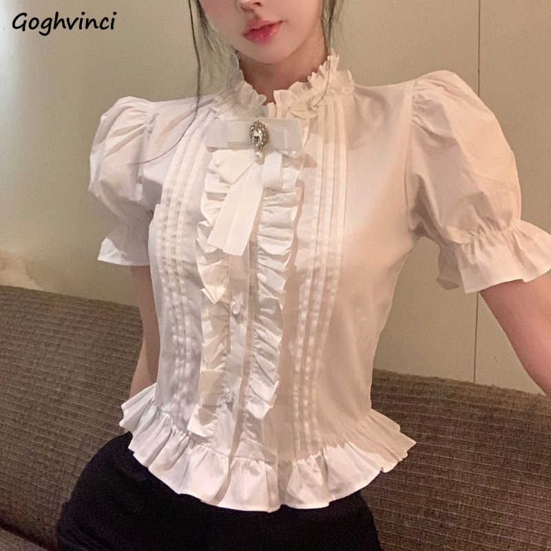 Puff Sleeve Shirts Women White - Summer Clothing Aesthetic avaliação e preço