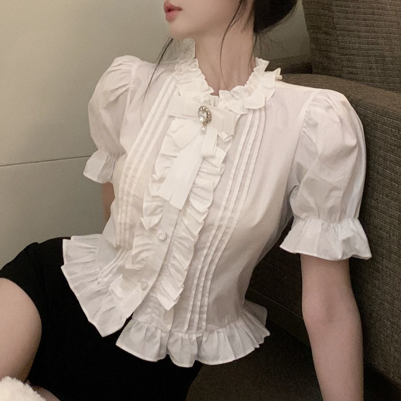 Puff Sleeve Shirts Women White - Summer Clothing Aesthetic avaliação e preço