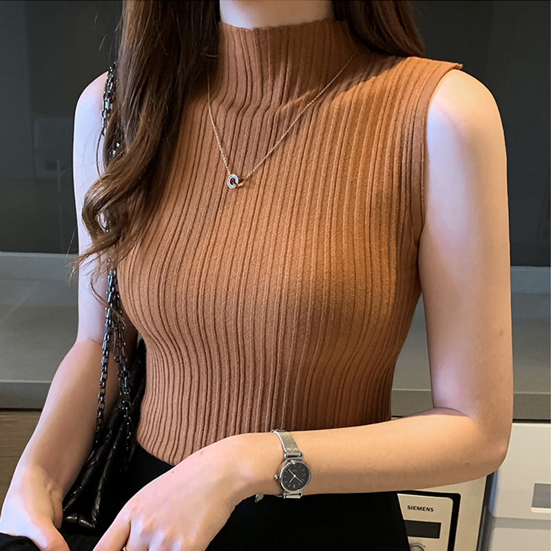 Solid Slim Thin Sleeveless Kni - Summer Clothing Yarn avaliação e preço