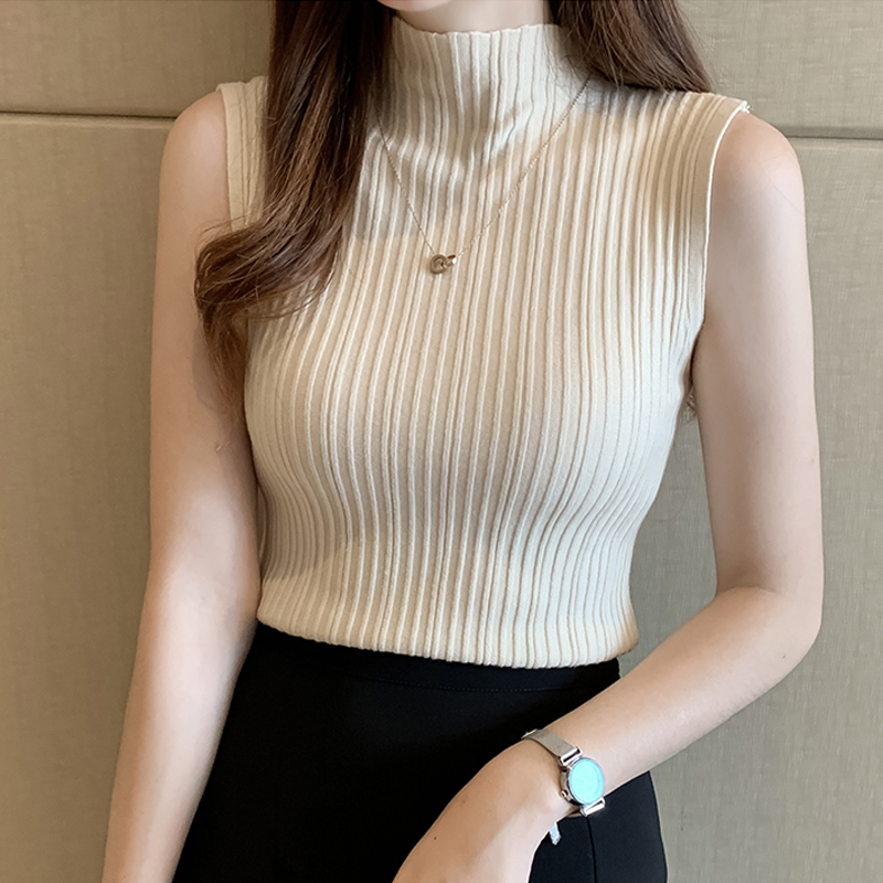 Solid Slim Thin Sleeveless Kni - Summer Clothing Yarn avaliação e preço